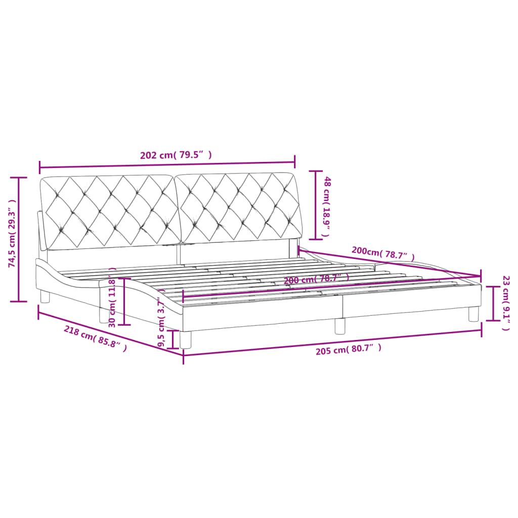 Estrutura de cama c/ cabeceira 200x200 cm veludo rosa