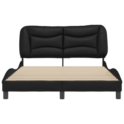 Estrutura cama c/ cabeceira 140x190 cm couro artificial preto