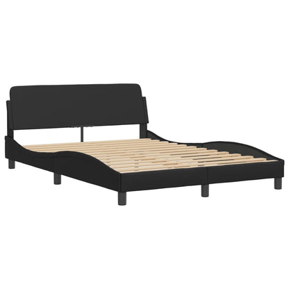 Estrutura cama c/ cabeceira 140x190 cm couro artificial preto