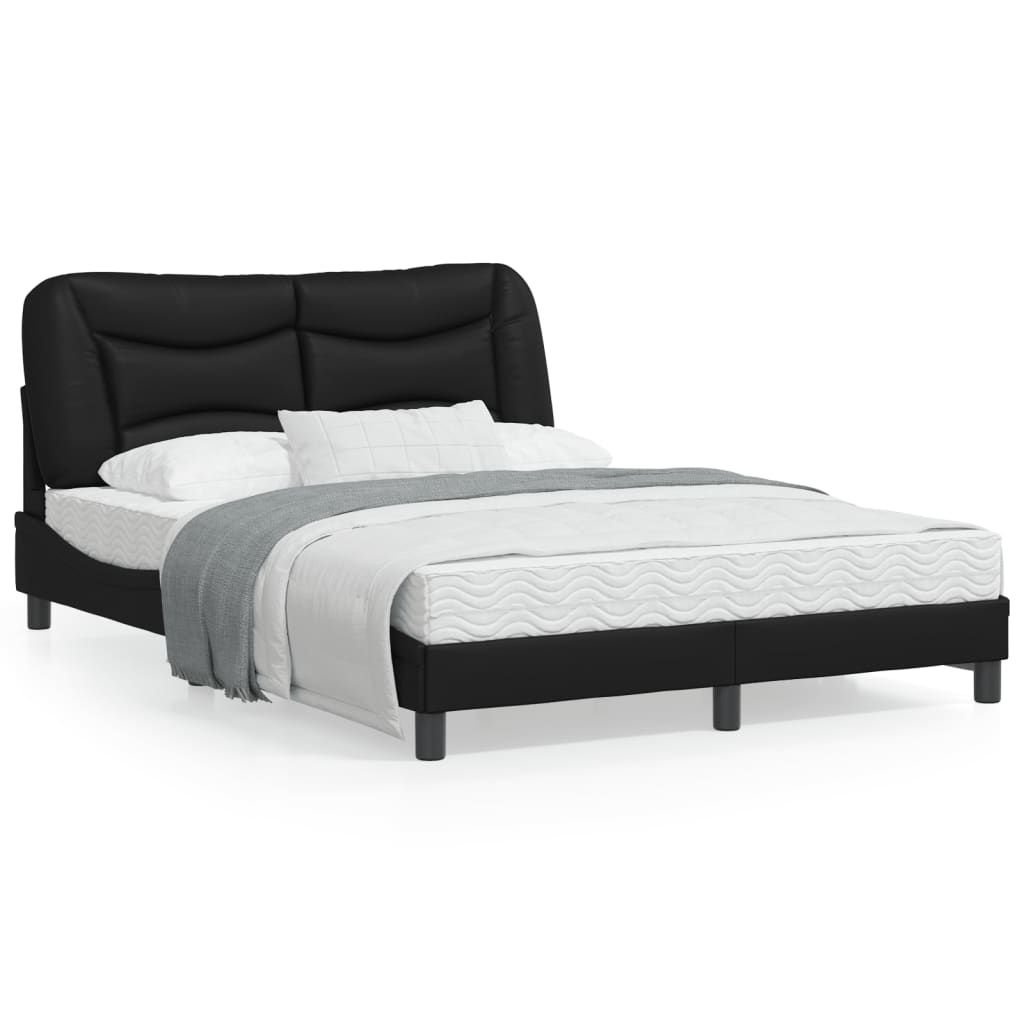 Estrutura cama c/ cabeceira 140x190 cm couro artificial preto