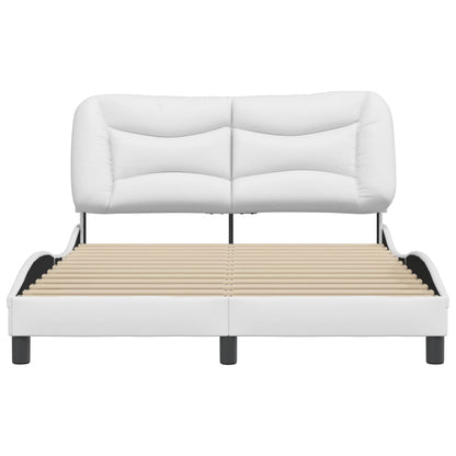 Estrutura cama c/ cabeceira couro artificial 140x190 cm branco