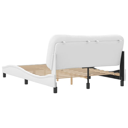 Estrutura cama c/ cabeceira couro artificial 140x190 cm branco