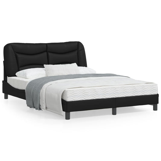 Estrutura cama c/ cabeceira 140x200 cm couro artificial preto