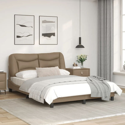 Estrutura cama cabeceira 140x200 cm couro artificial cappuccino