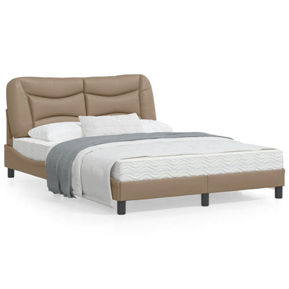 Estrutura cama cabeceira 140x200 cm couro artificial cappuccino