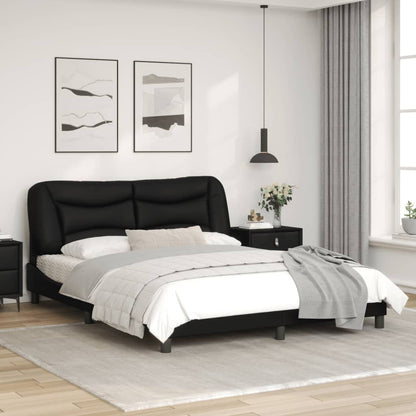 Estrutura cama c/ cabeceira 160x200 cm couro artificial preto