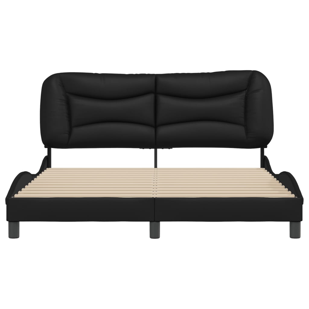 Estrutura cama c/ cabeceira 160x200 cm couro artificial preto