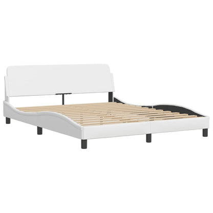 Estrutura cama c/ cabeceira 160x200 cm couro artificial branco