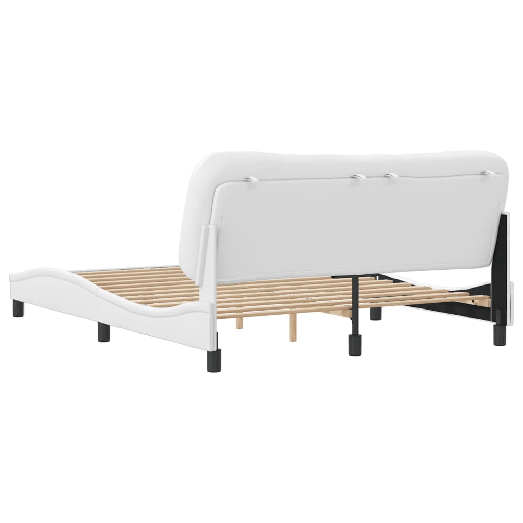 Estrutura cama c/ cabeceira 160x200 cm couro artificial branco