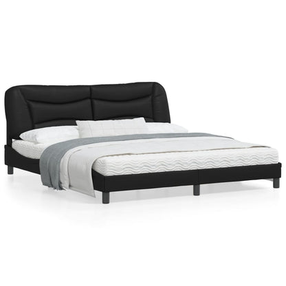 Estrutura de cama c/ cabeceira 180x200cm couro artificial preto