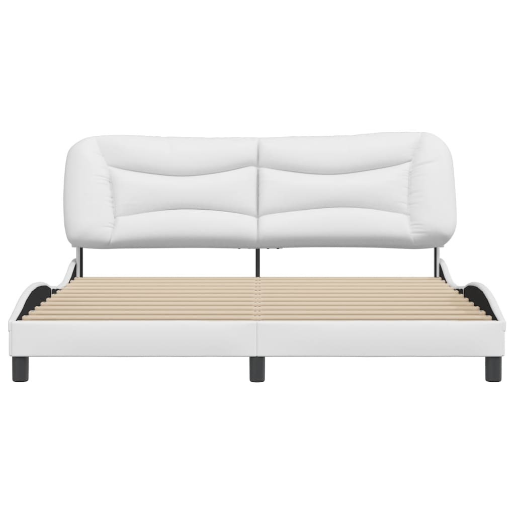 Estrutura cama c/ cabeceira 180x200 cm couro artificial branco