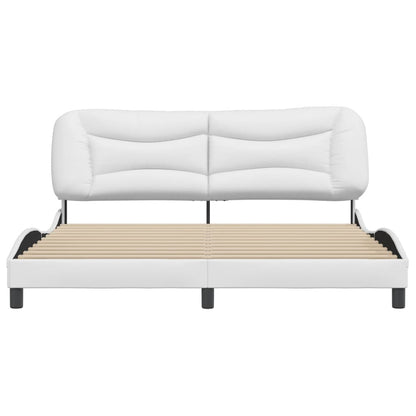 Estrutura cama c/ cabeceira 180x200 cm couro artificial branco