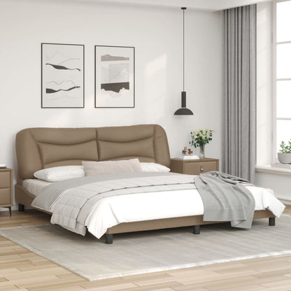 Estrutura cama cabeceira 180x200 cm couro artificial cappuccino