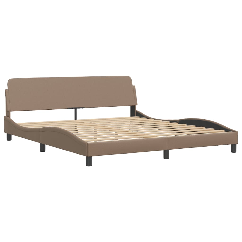 Estrutura cama cabeceira 180x200 cm couro artificial cappuccino