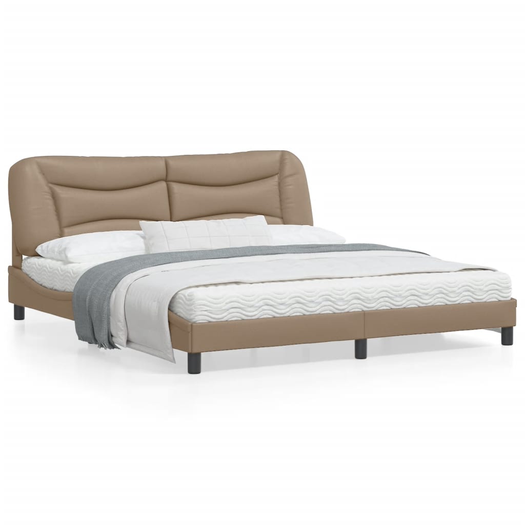 Estrutura cama cabeceira 180x200 cm couro artificial cappuccino