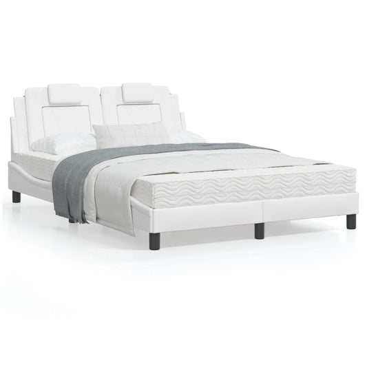 Estrutura cama c/ cabeceira 120x200 cm couro artificial branco