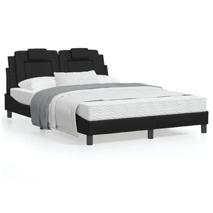 Estrutura cama c/ cabeceira 140x190 cm couro artificial preto