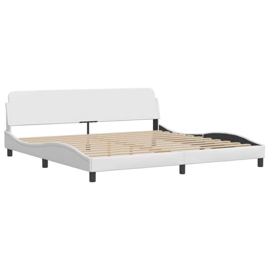 Estrutura cama c/ cabeceira couro artificial 200x200 cm branco