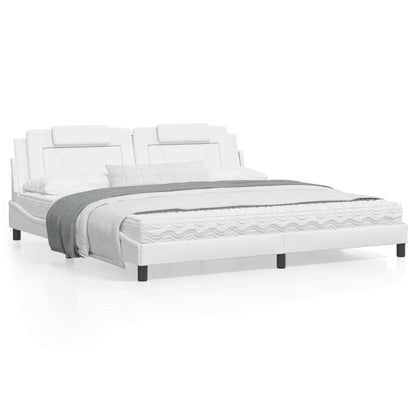 Estrutura cama c/ cabeceira couro artificial 200x200 cm branco