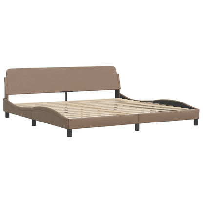 Estrutura cama cabeceira 200x200 cm couro artificial cappuccino