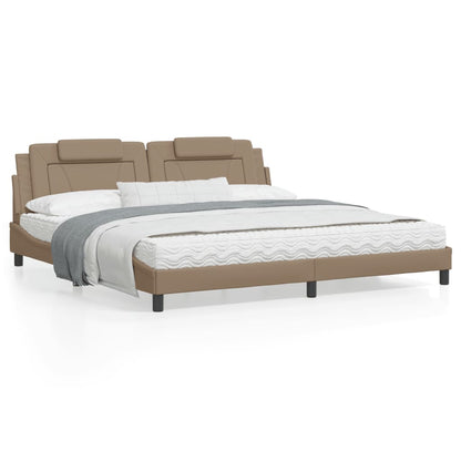 Estrutura cama cabeceira 200x200 cm couro artificial cappuccino