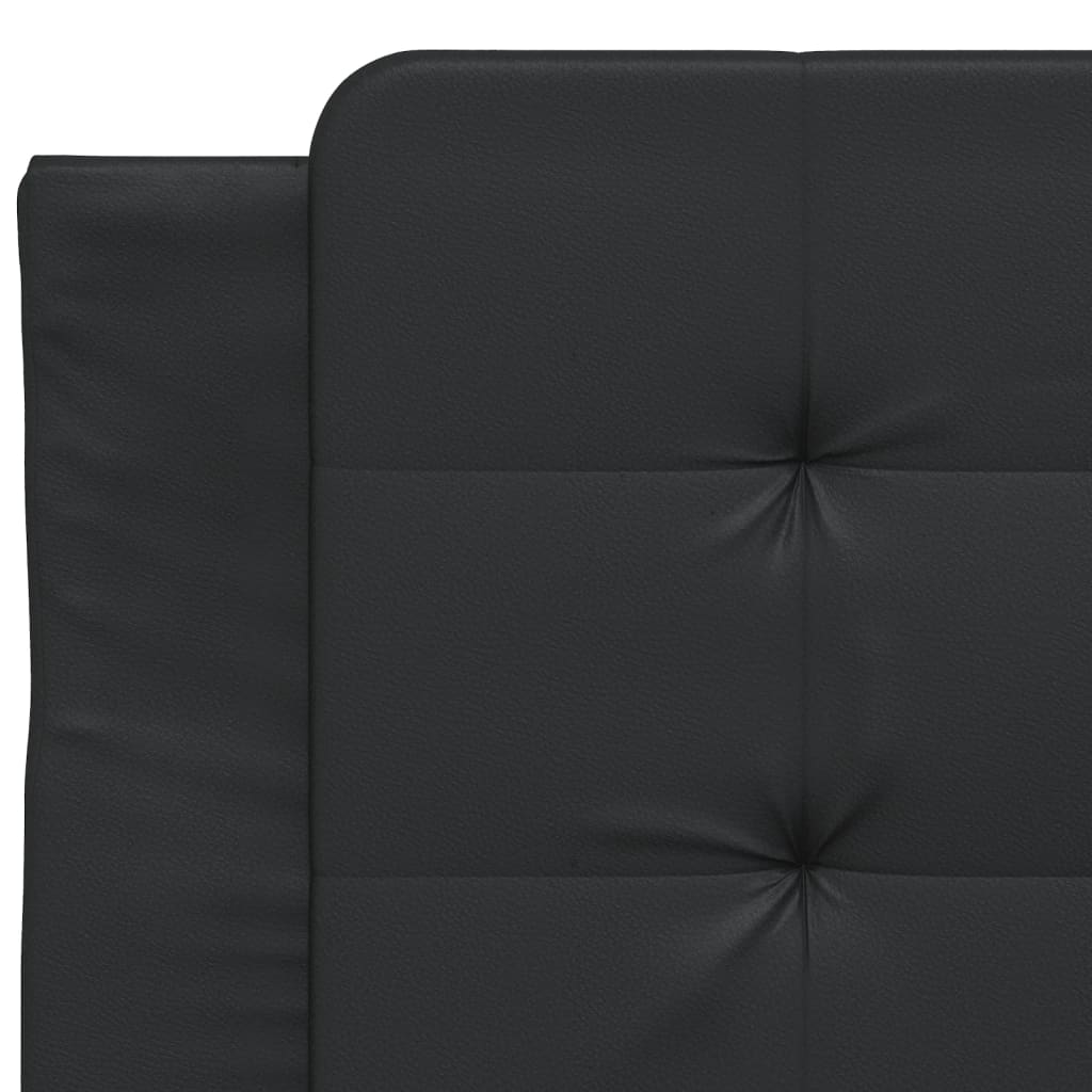 Estrutura de cama c/ cabeceira couro artificial 80x200 cm preto