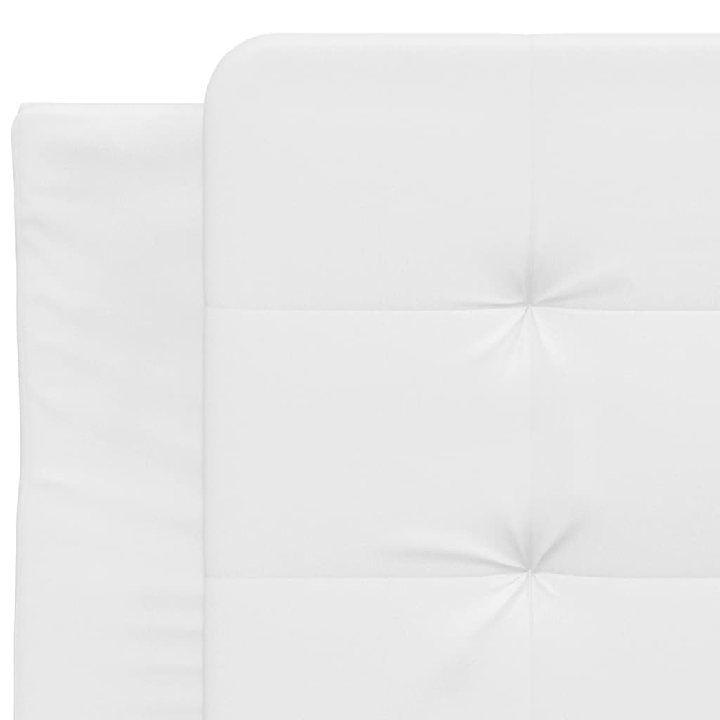 Estrutura de cama c/ cabeceira couro artificial 90x190cm branco