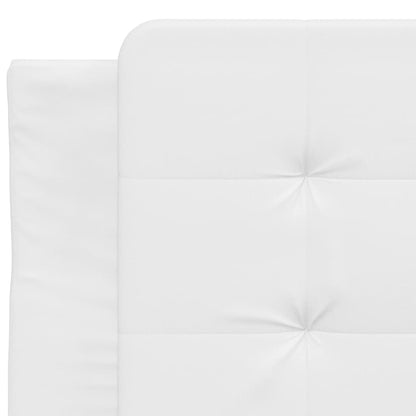 Estrutura de cama c/ cabeceira couro artificial 90x190cm branco