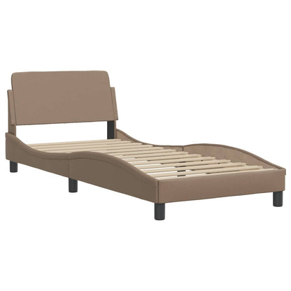 Estrutura cama cabeceira 90x200 cm couro artificial cappuccino