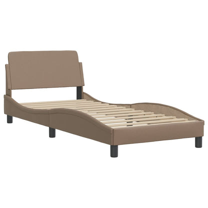 Estrutura cama cabeceira 100x200 cm couro artificial cappuccino