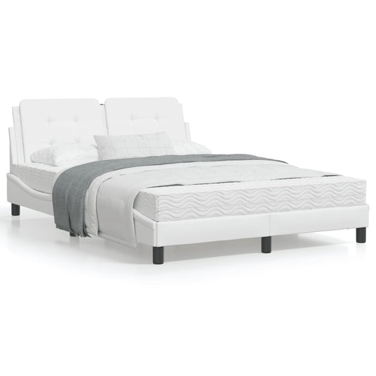 Estrutura cama c/ cabeceira 120x200 cm couro artificial branco