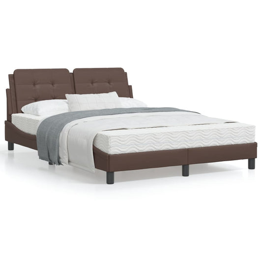 Estrutura cama c/ cabeceira 120x200cm couro artificial castanho