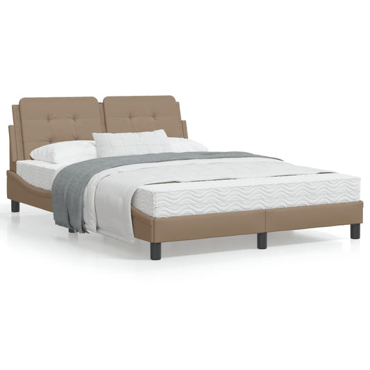 Estrutura cama cabeceira 120x200 cm couro artificial cappuccino