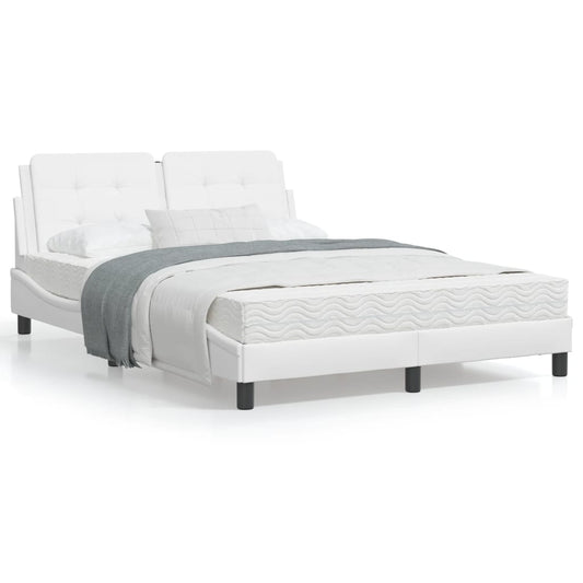 Estrutura cama c/ cabeceira couro artificial 140x190 cm branco