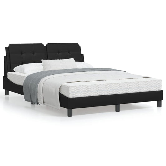 Estrutura cama c/ cabeceira 140x200 cm couro artificial preto