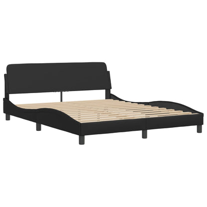 Estrutura cama c/ cabeceira 160x200 cm couro artificial preto