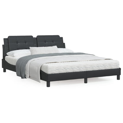 Estrutura cama c/ cabeceira 160x200 cm couro artificial preto