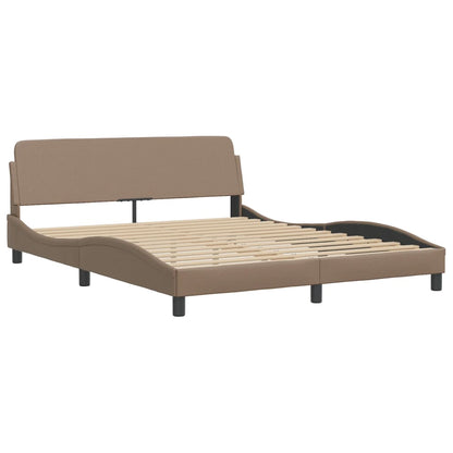 Estrutura cama cabeceira 160x200 cm couro artificial cappuccino