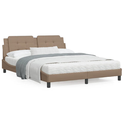 Estrutura cama cabeceira 160x200 cm couro artificial cappuccino