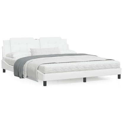 Estrutura cama c/ cabeceira 180x200 cm couro artificial branco