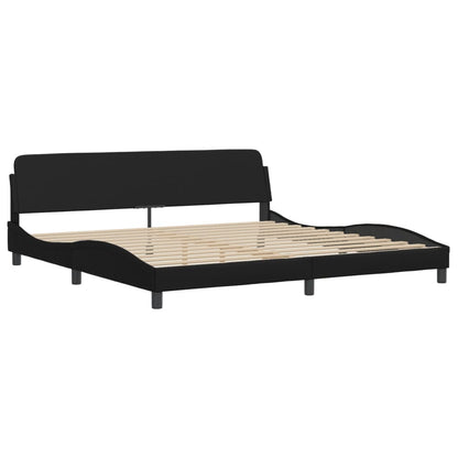 Estrutura cama c/ cabeceira 200x200 cm couro artificial preto