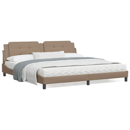 Estrutura cama cabeceira 200x200 cm couro artificial cappuccino