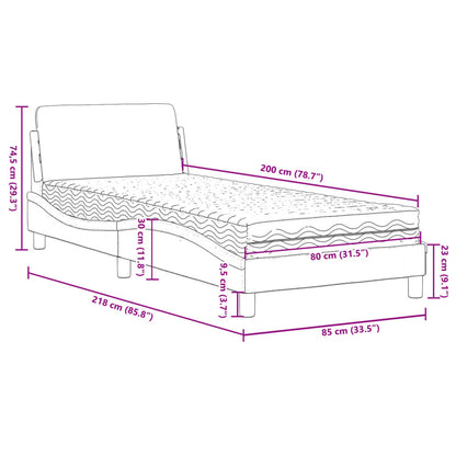 Cama com colchão 80x200 cm tecido cinzento-escuro