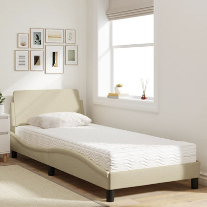 Cama com colchão 80x200 cm tecido cor creme