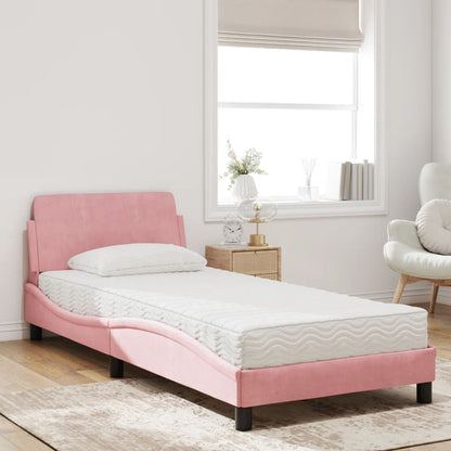 Cama com colchão 80x200 cm veludo rosa