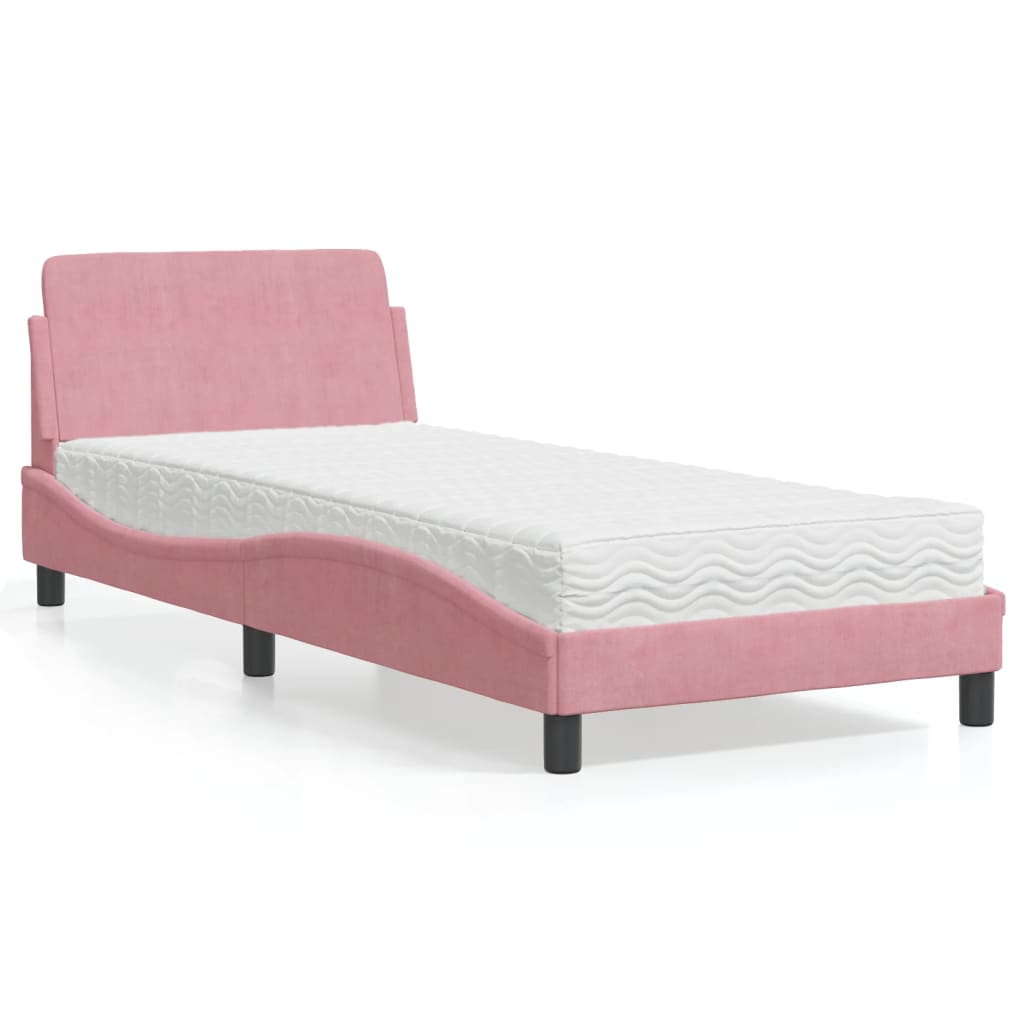 Cama com colchão 80x200 cm veludo rosa