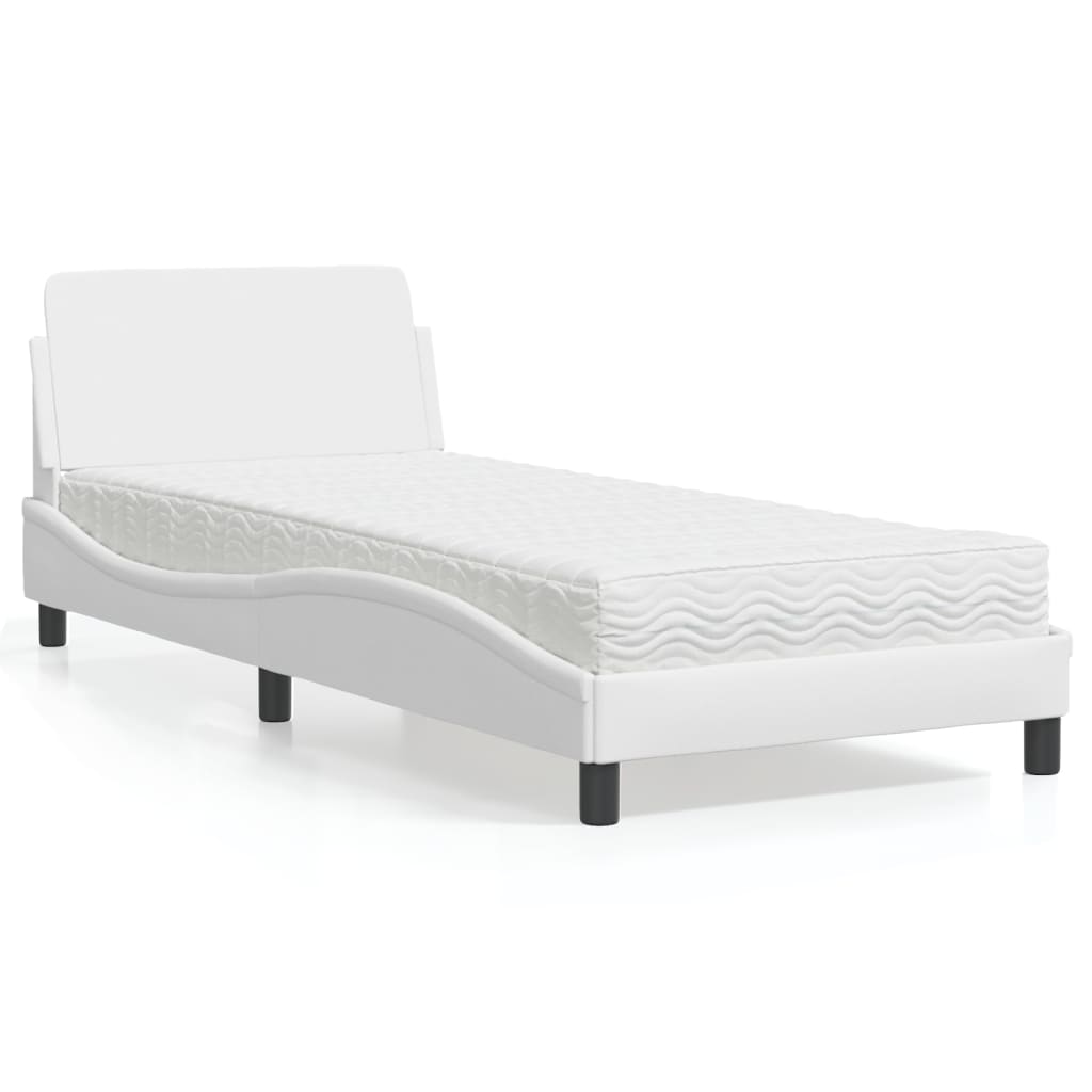 Cama com colchão 80x200 cm couro artificial branco