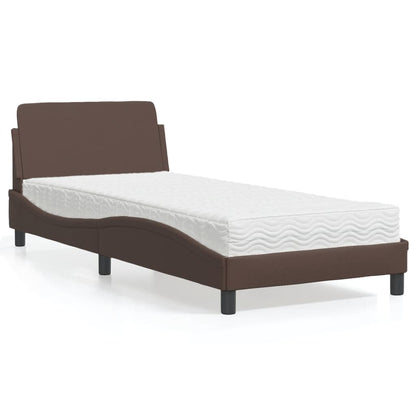 Cama com colchão 80x200 cm couro artificial castanho