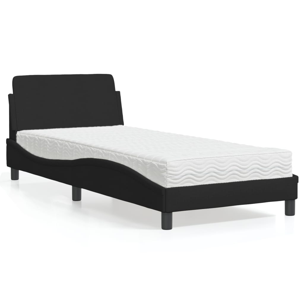 Cama com colchão 90x190 cm tecido preto