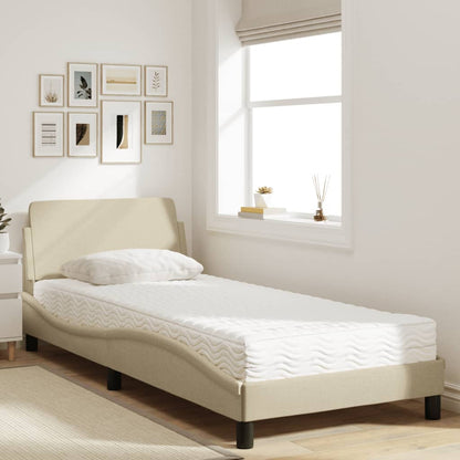 Cama com colchão 90x190 cm tecido cor creme